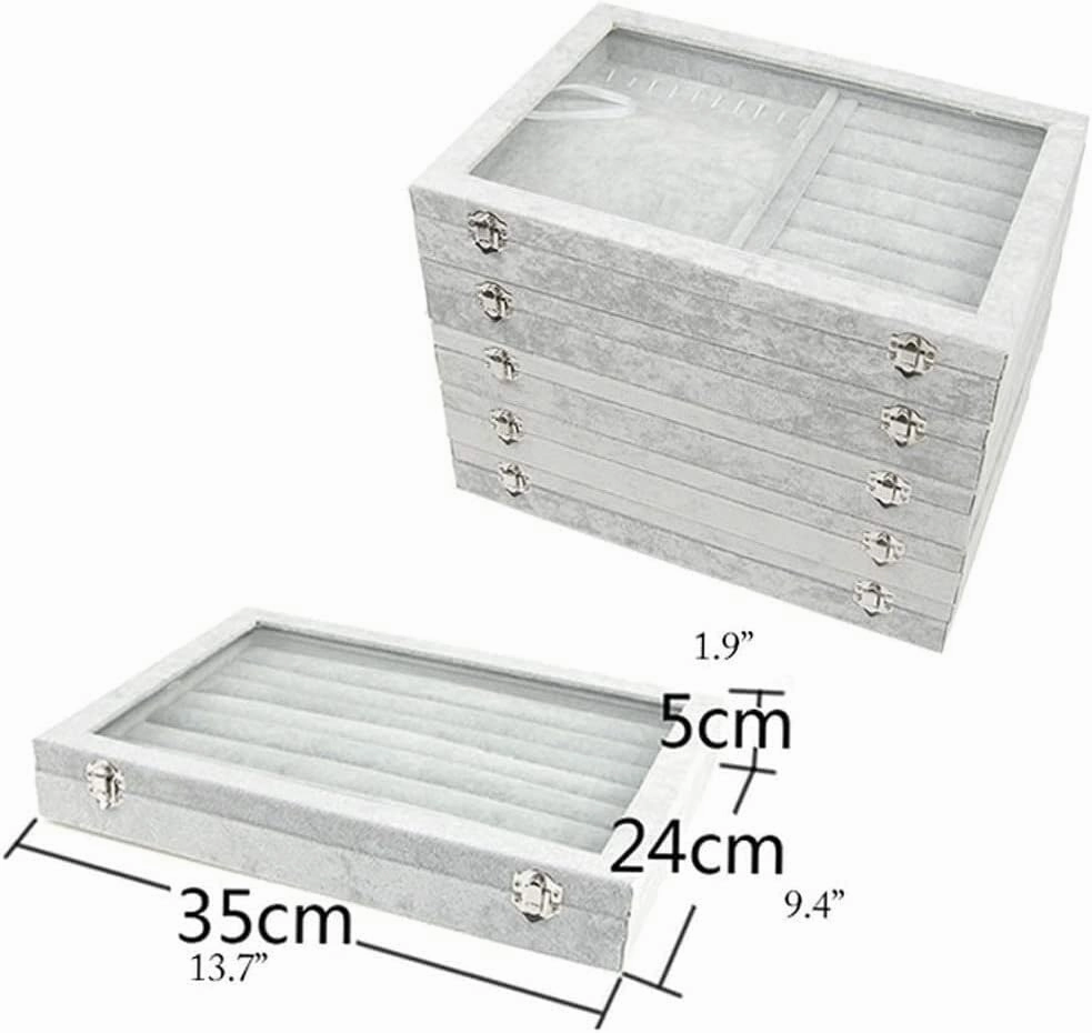 Jewellery Box Organizer 10 Different Designs Clear Glass Lid Velvet Jewelry Organizer Box Jewelry Showcase for Watch Earrings Rings. Jewellery Display Case(E)