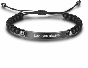 JewelOra Personalized Lava Rock Bracelet Beads Bracelet, Custom Initial Name Bracelet, Adjustable Chakra Unisex Yoga Bracelets Essential Oil Diffuser Bracelet Gift for Men Women