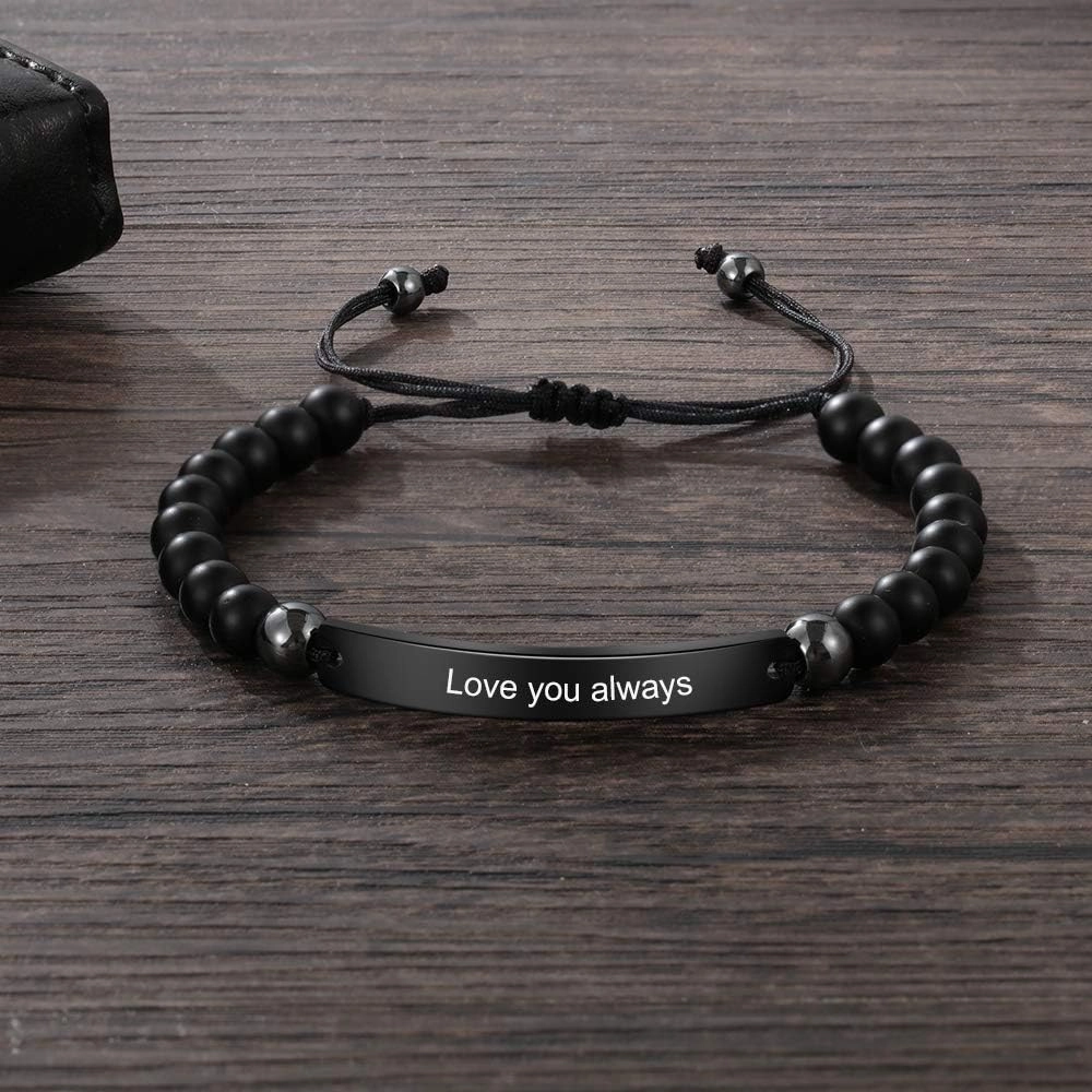 JewelOra Personalized Lava Rock Bracelet Beads Bracelet, Custom Initial Name Bracelet, Adjustable Chakra Unisex Yoga Bracelets Essential Oil Diffuser Bracelet Gift for Men Women