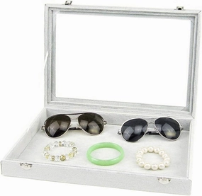 jewelry box Jewelry Box With Clear Glass Lid 10 Different Designs Velvet Jewelry Organizer Box Jewelry Showcase For Watch Earrings Rings jewelry case organizer (Color : Jewelry Box B)