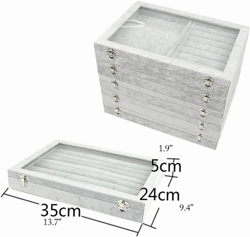 jewelry box Jewelry Box With Clear Glass Lid 10 Different Designs Velvet Jewelry Organizer Box Jewelry Showcase For Watch Earrings Rings jewelry case organizer (Color : Jewelry Box B)
