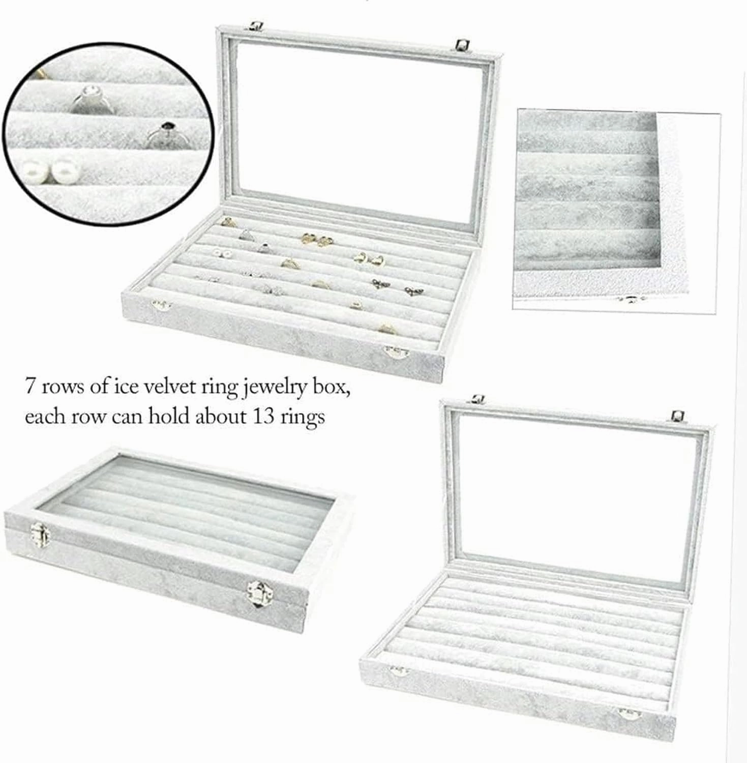 Jewelry Organizer Jewelry Box 10 Different Designs Clear Glass Lid Velvet Jewelry Organizer Box Jewelry Showcase for Watch Earrings Rings. Jewelry Case Jewelry Display Storage-1