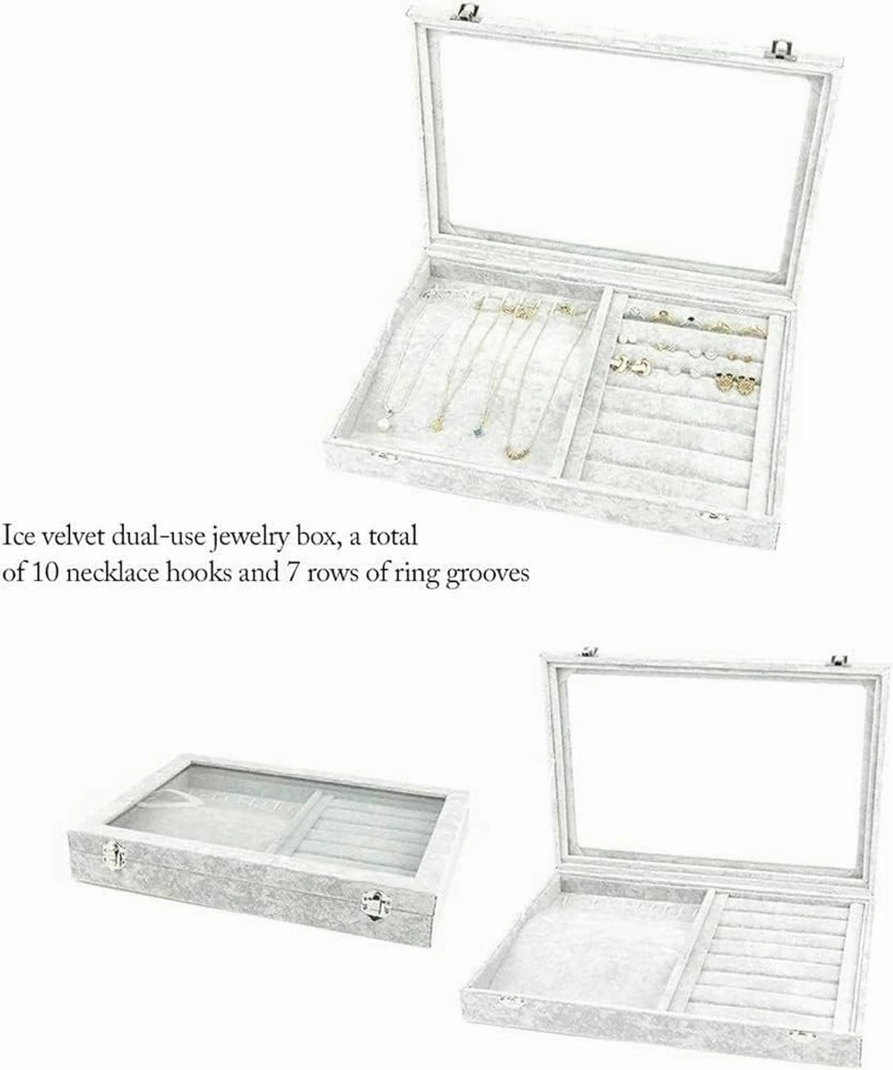 Jewelry Organizer Jewelry Box 10 Different Designs Clear Glass Lid Velvet Jewelry Organizer Box Jewelry Showcase for Watch Earrings Rings. Jewelry Case Jewelry Display Storage-1