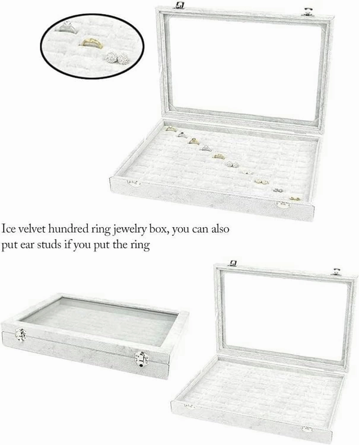 Jewelry Organizer Jewelry Box 10 Different Designs Clear Glass Lid Velvet Jewelry Organizer Box Jewelry Showcase for Watch Earrings Rings. Jewelry Case Jewelry Display Storage-1