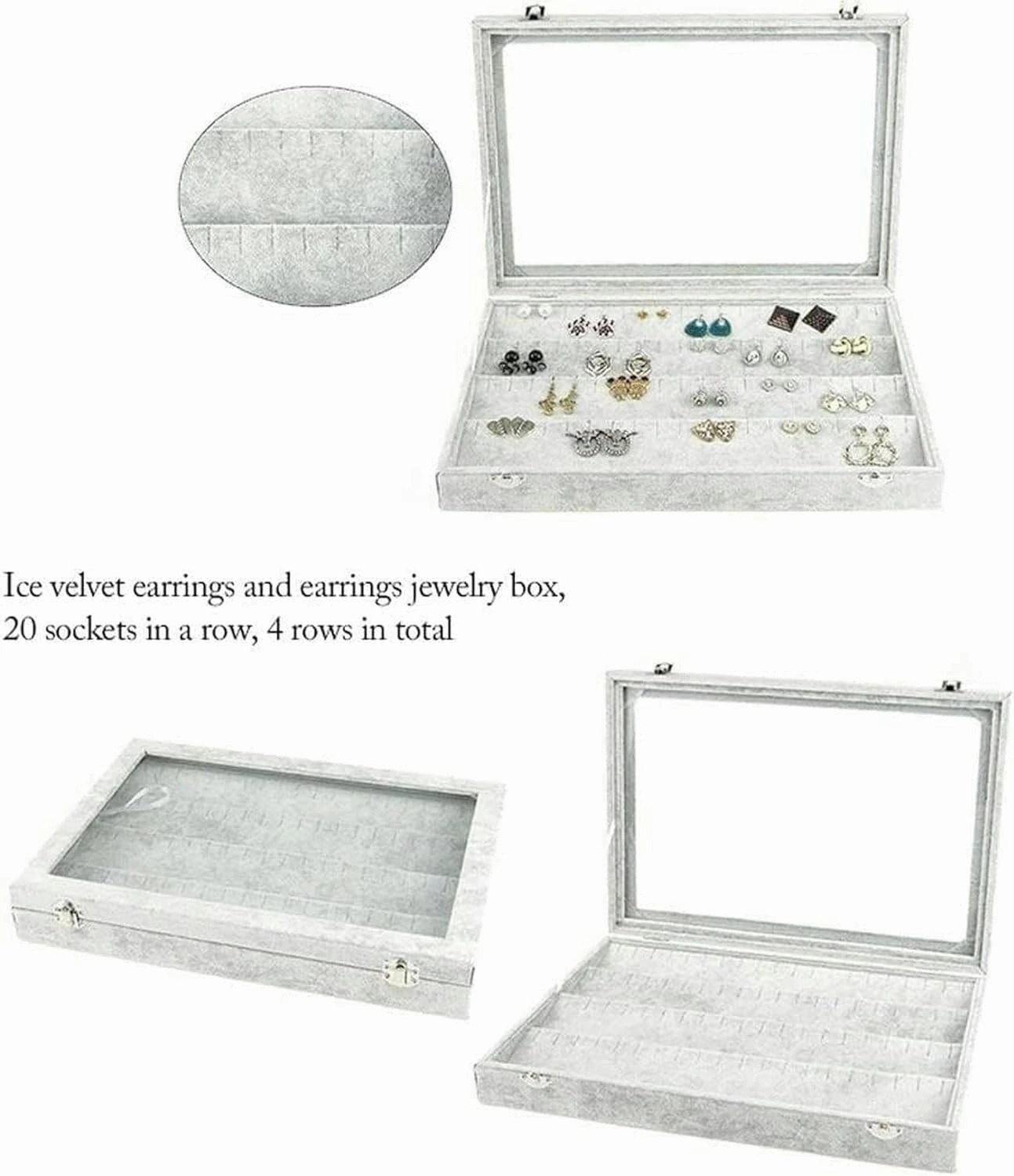 Jewelry Organizer Jewelry Box 10 Different Designs Clear Glass Lid Velvet Jewelry Organizer Box Jewelry Showcase for Watch Earrings Rings. Jewelry Case Jewelry Display Storage-1