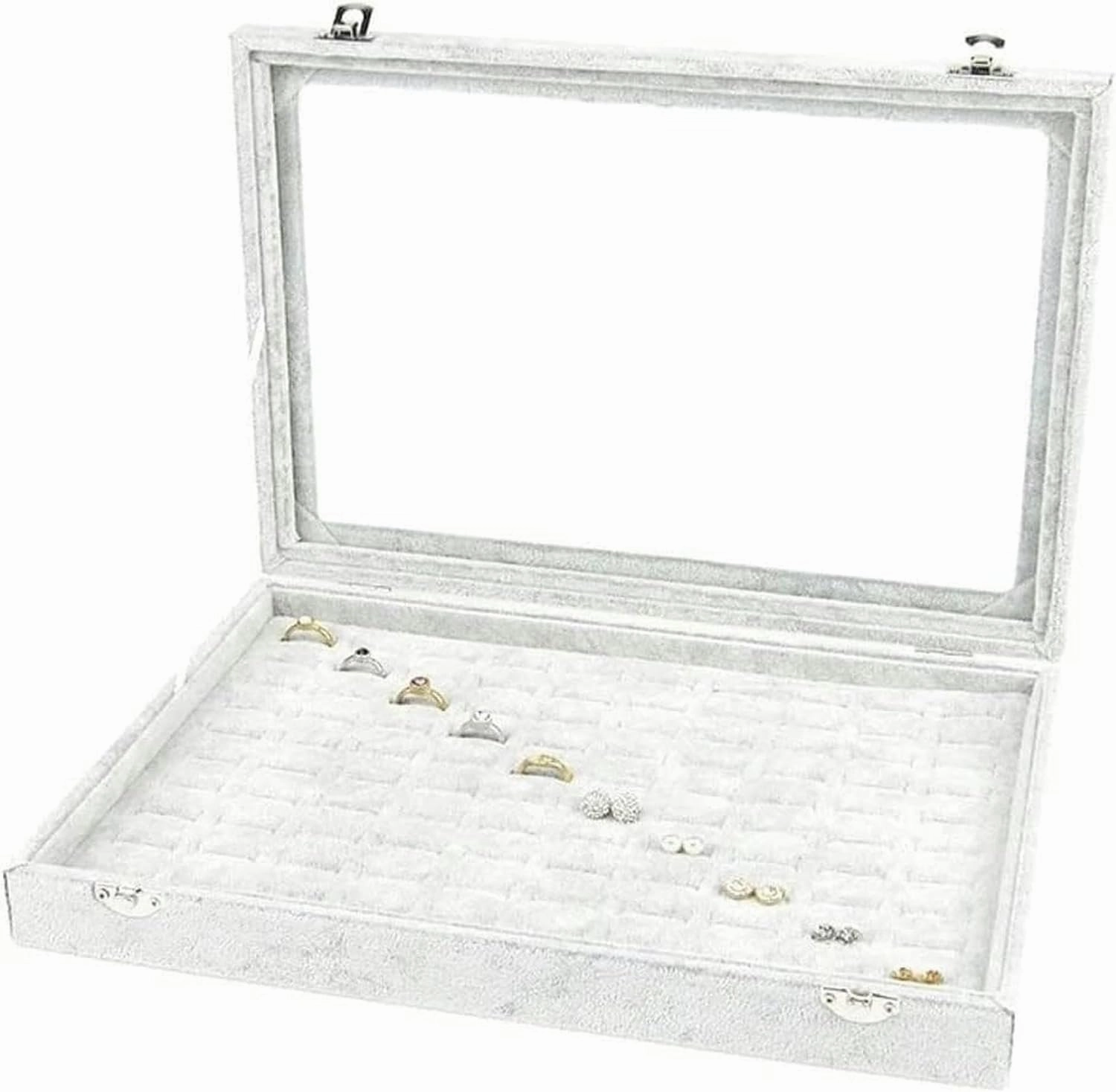 Jewelry Organizer Jewelry Box 10 Different Designs Clear Glass Lid Velvet Jewelry Organizer Box Jewelry Showcase for Watch Earrings Rings. Jewelry Case Jewelry Display Storage-1