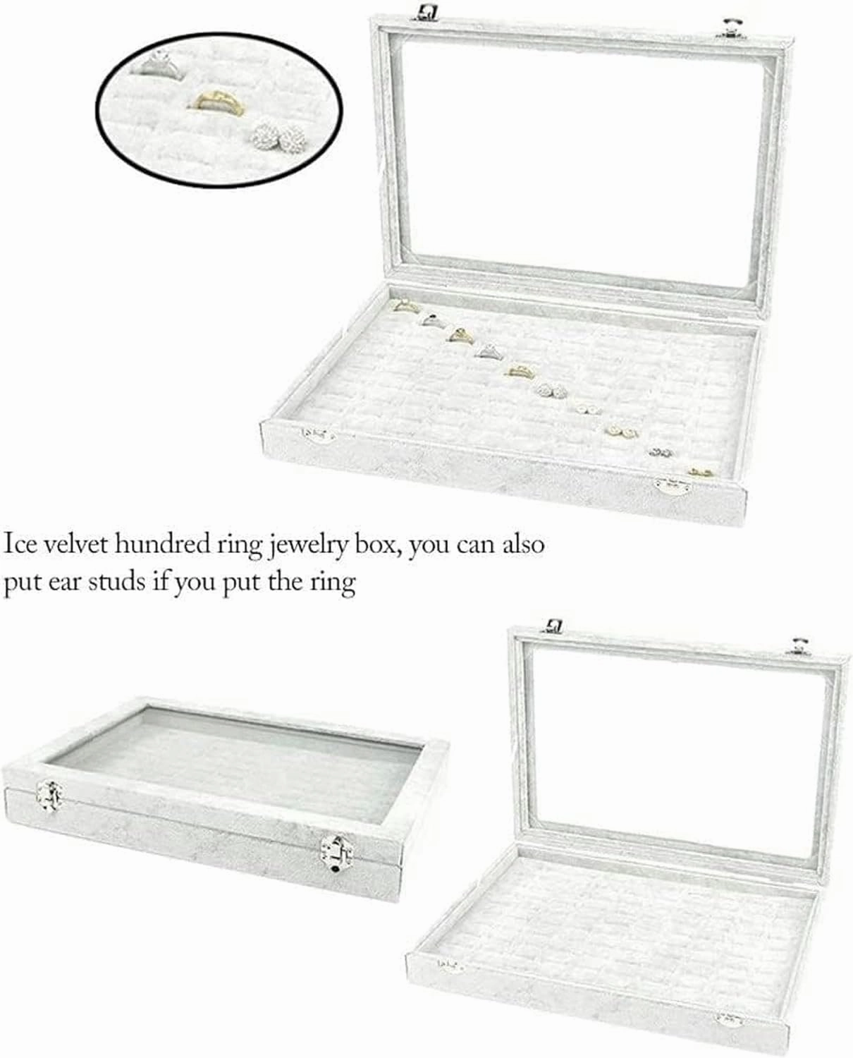 Jewelry Organizer Jewelry Box 10 Different Designs Clear Glass Lid Velvet Jewelry Organizer Box Jewelry Showcase for Watch Earrings Rings. Jewelry Case Jewelry Display Storage-1