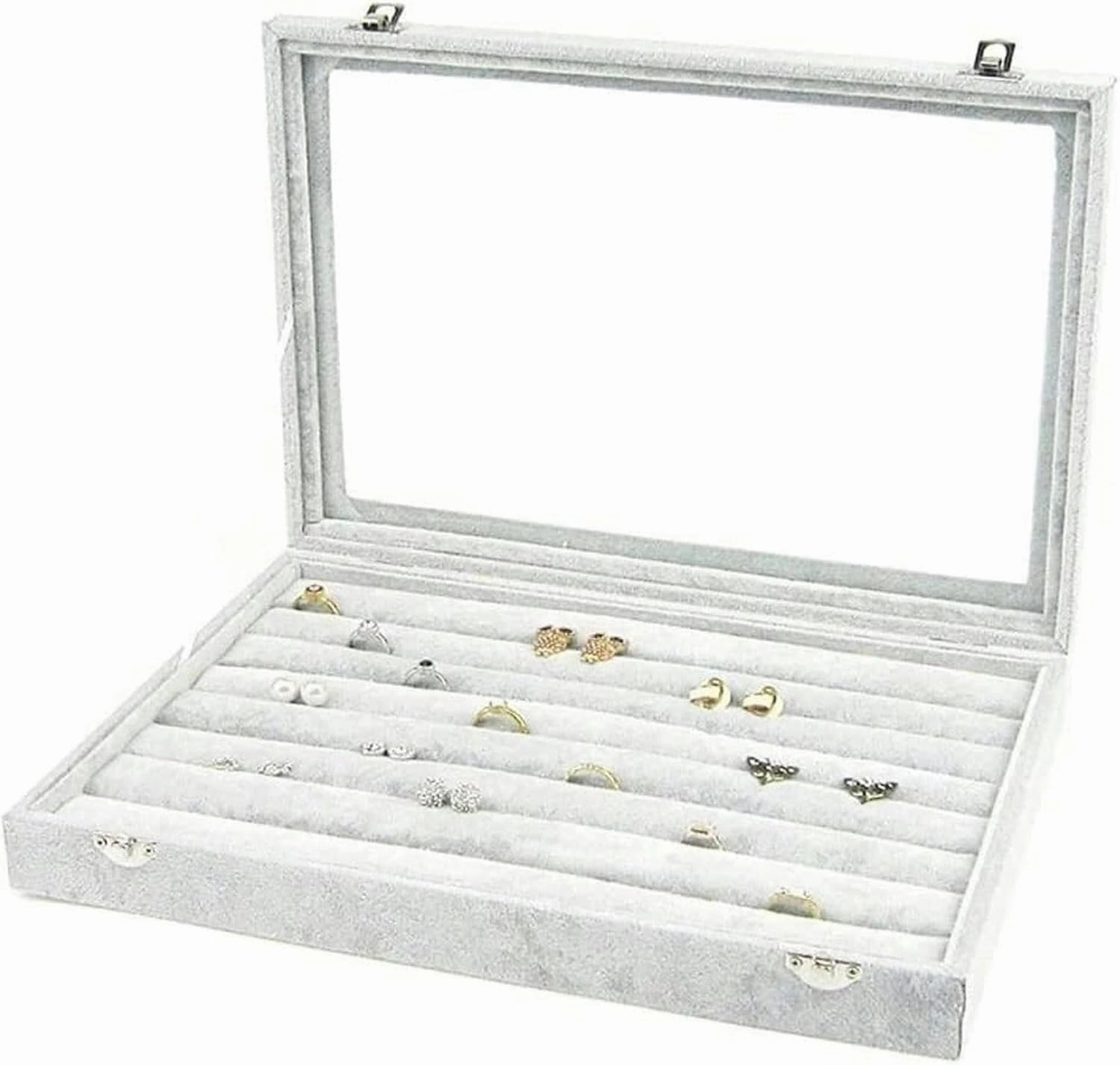 Jewelry Organizer Jewelry Box 10 Different Designs Clear Glass Lid Velvet Jewelry Organizer Box Jewelry Showcase for Watch Earrings Rings. Jewelry Case Jewelry Display Storage-1