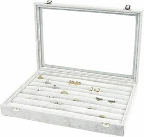 Jewelry Organizer Jewelry Box 10 Different Designs Clear Glass Lid Velvet Jewelry Organizer Box Jewelry Showcase for Watch Earrings Rings. Jewelry Case Jewelry Display Storage-1