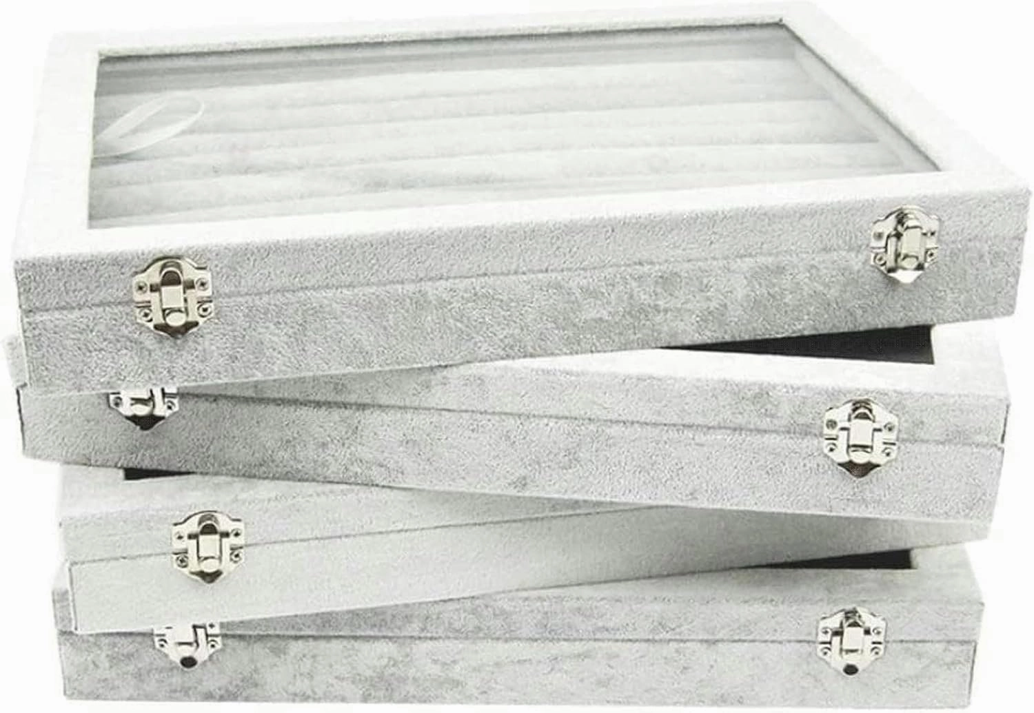 Jewelry Organizer Jewelry Box 10 Different Designs Clear Glass Lid Velvet Jewelry Organizer Box Jewelry Showcase for Watch Earrings Rings. Jewelry Case Jewelry Display Storage-1