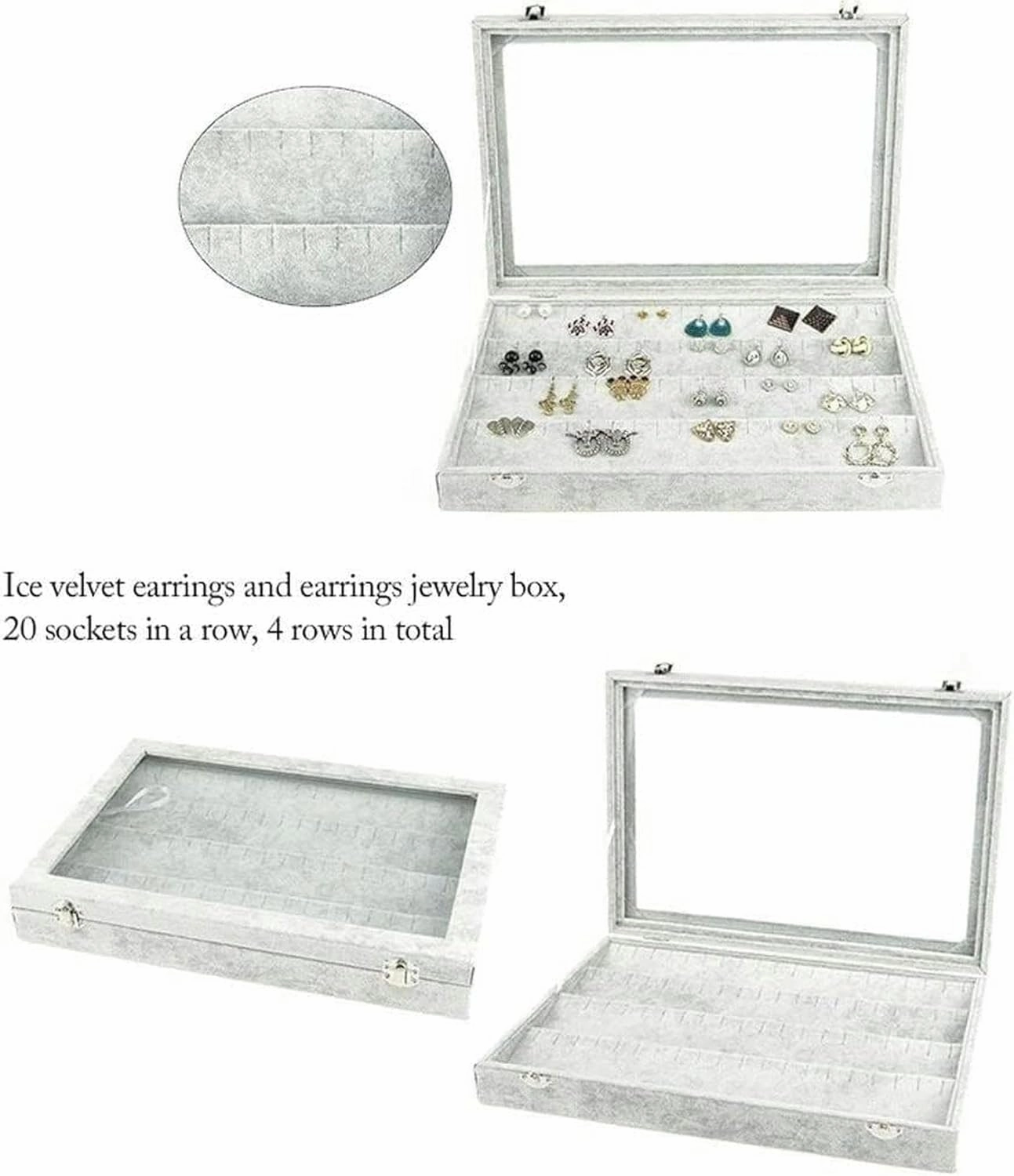 Jewelry Organizer Jewelry Box 10 Different Designs Clear Glass Lid Velvet Jewelry Organizer Box Jewelry Showcase for Watch Earrings Rings. Jewelry Case Jewelry Display Storage-1