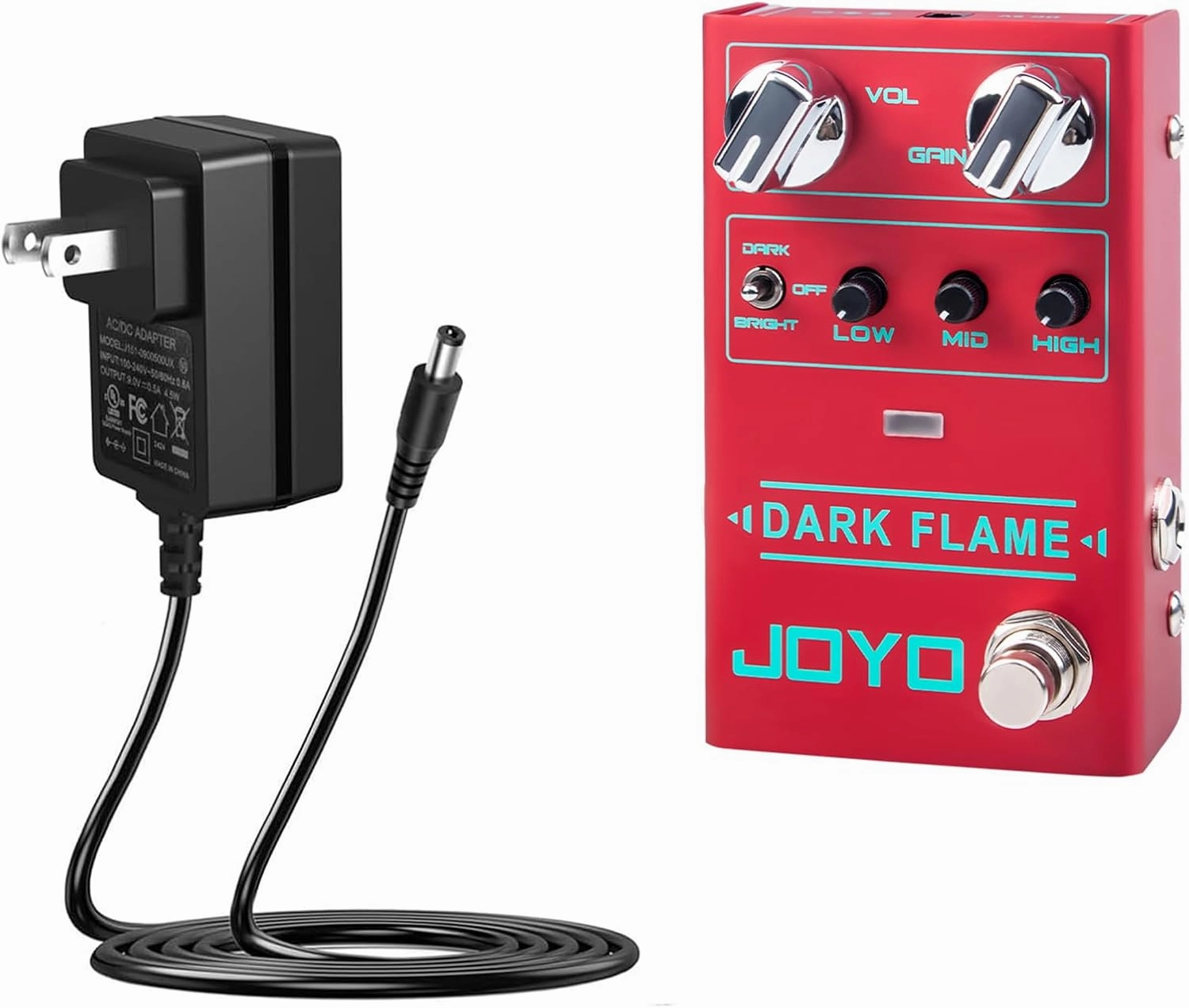 JOYO Modern Metal High Gain Distortion Guitar Effect Pedal (Dark Flame R-17) Bundle with JOYO DC 9V 500mA Guitar Pedal Power Supply Adapter