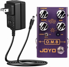 JOYO O.M.B Looper & Drum Machine Pedal R-06 with DC 9V 500mA Pedal Power Adapter