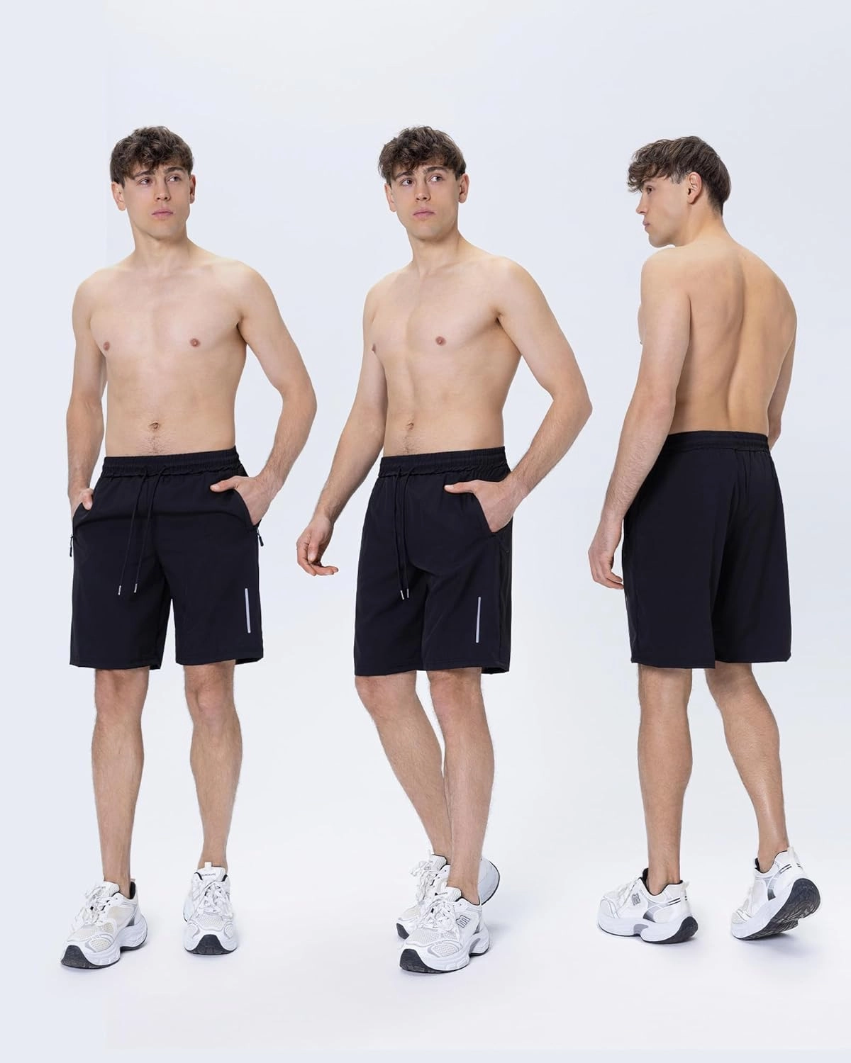 JWJ Mens Athletic Gym Workout Shorts Lightweight Quick Dry Running Basketball Shorts with Zipper Pockets