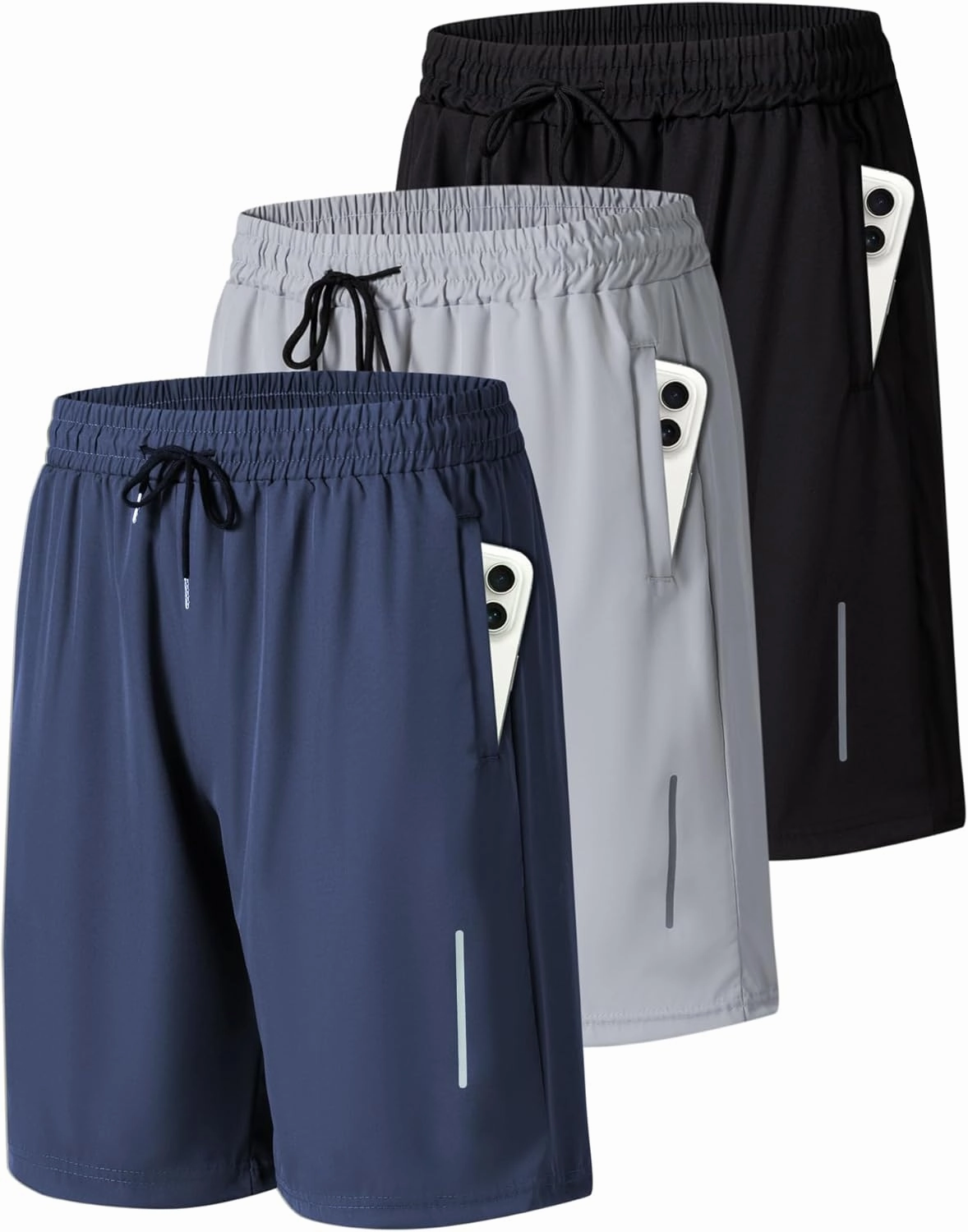 JWJ Mens Athletic Gym Workout Shorts Lightweight Quick Dry Running Basketball Shorts with Zipper Pockets