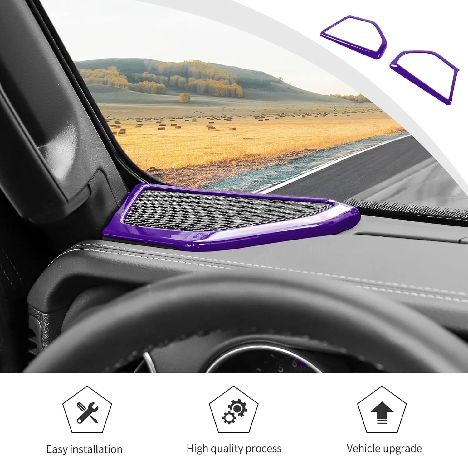 JWWY for Jeep JL Speaker Audio Trim Top & A Pillar Cover Trim for 2024 Jeep Wrangler JL JLU & Gladiator JT Accessories ABS 4PCS Purple