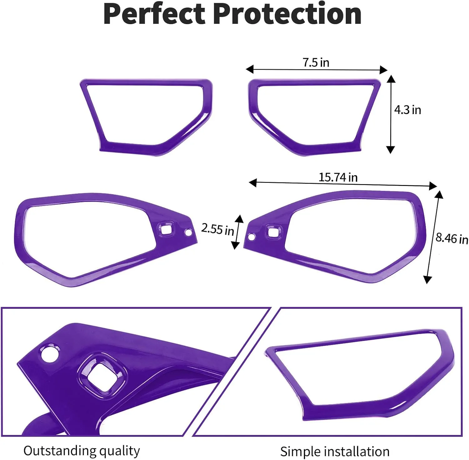 JWWY for Jeep JL Speaker Audio Trim Top & A Pillar Cover Trim for 2024 Jeep Wrangler JL JLU & Gladiator JT Accessories ABS 4PCS Purple