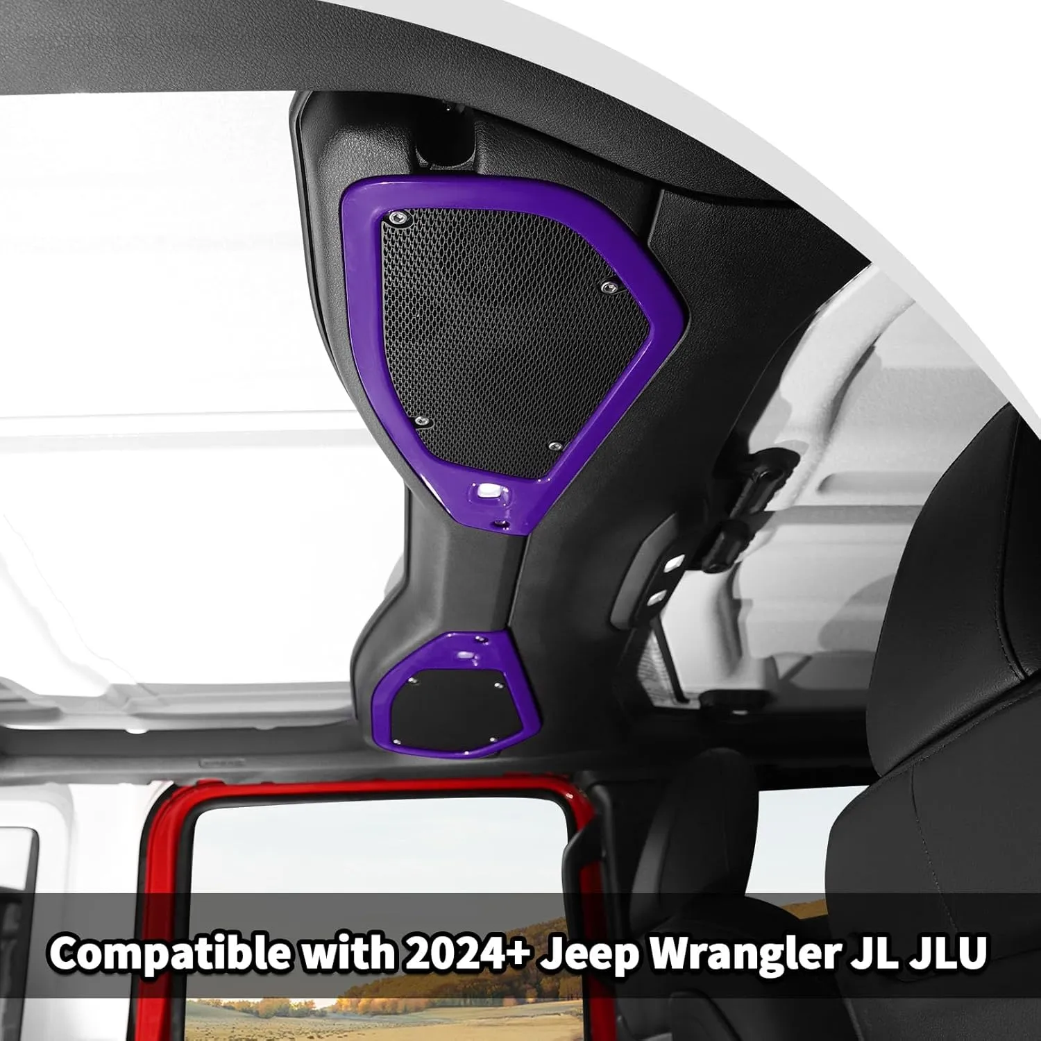 JWWY for Jeep JL Speaker Audio Trim Top & A Pillar Cover Trim for 2024 Jeep Wrangler JL JLU & Gladiator JT Accessories ABS 4PCS Purple