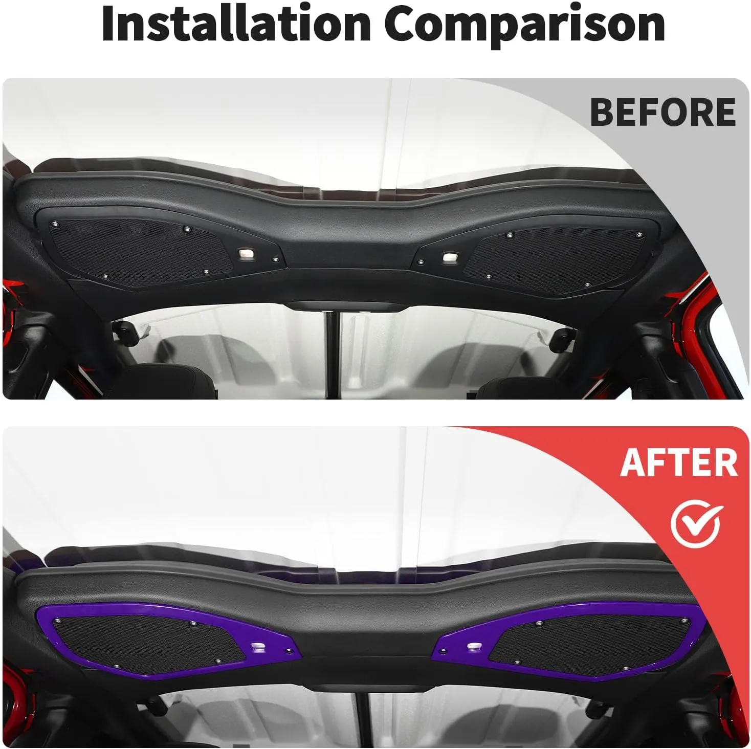 JWWY for Jeep JL Speaker Audio Trim Top & A Pillar Cover Trim for 2024 Jeep Wrangler JL JLU & Gladiator JT Accessories ABS 4PCS Purple