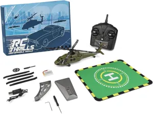 K170 UH-60L Blackhawk 2.4G 4CH Flybarless RC Helicopter, 170-Class RTF with Auto-Hover & Ambidextrous Throttle, Scale Military Model (RTF Version with 3 Batteries)