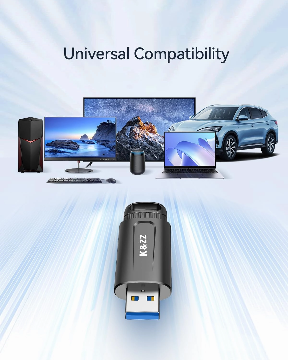 K&ZZ 64GB Flash Drive 5 Pack USB Flash Drives 64 GB Thumb Drive Retractable USB 3.0 Drive Memory Stick Jump Drives Multipack 64G 3.0 (5 Colors: Black Red Blue Green Purple)