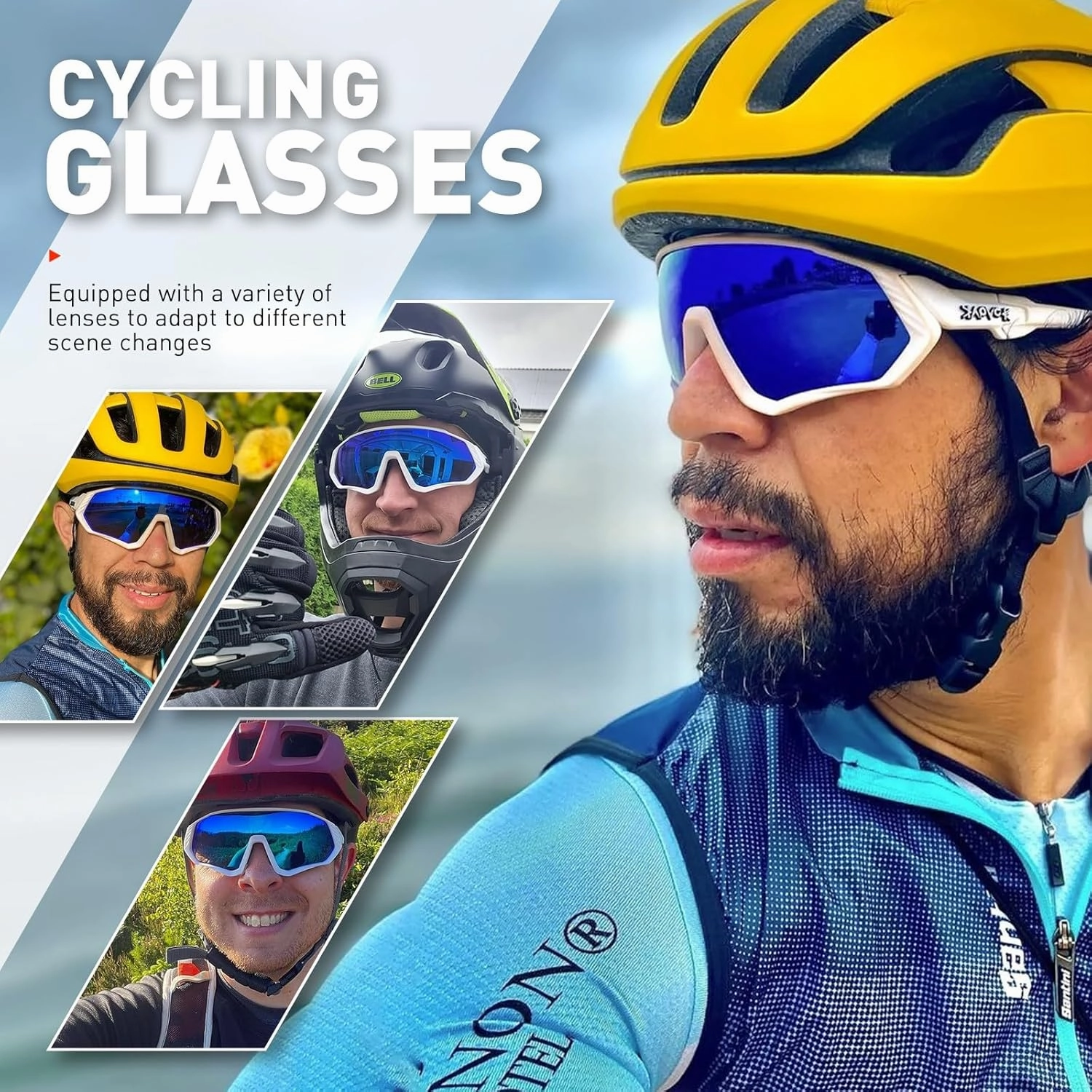KAPVOE Cycling Glasses Men Women Polarized Sports Sunglasses With 1 Lens Or 5 Lenses MTB Mountain Bike Eyewear - K9408