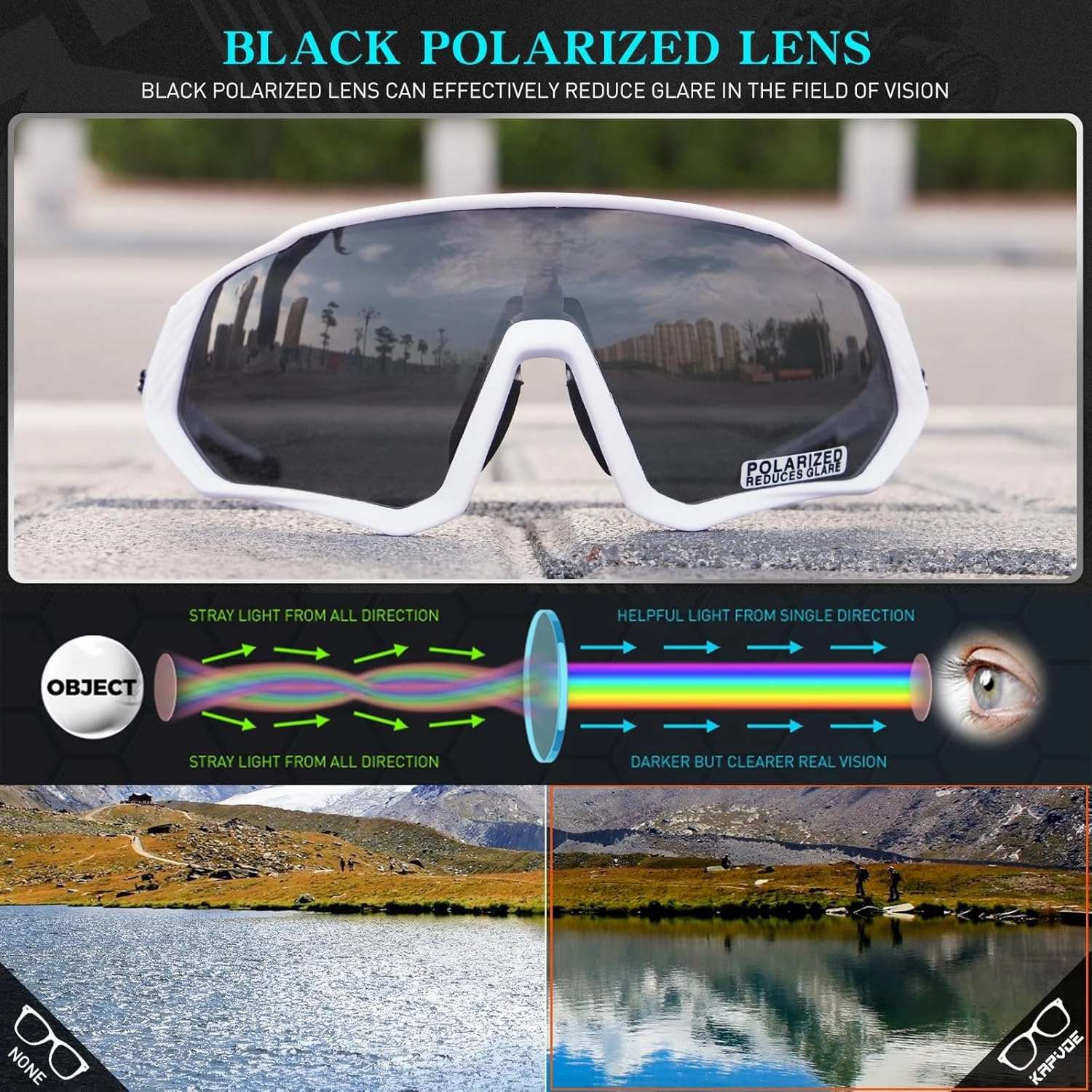 KAPVOE Cycling Glasses Men Women Polarized Sports Sunglasses With 1 Lens Or 5 Lenses MTB Mountain Bike Eyewear - K9408