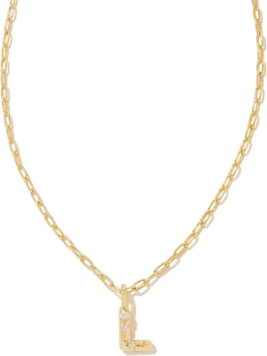 Kendra Scott Crystal Letter Short Pendant Necklace - Unisex Necklace - Lobster Closure - Brass Construction
