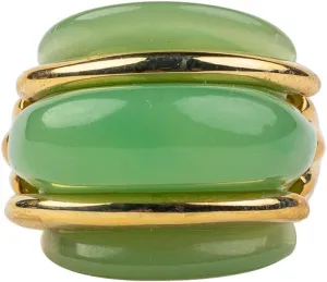 Kenneth Jay Lane, Gold and Coral Double Ribbed Ring