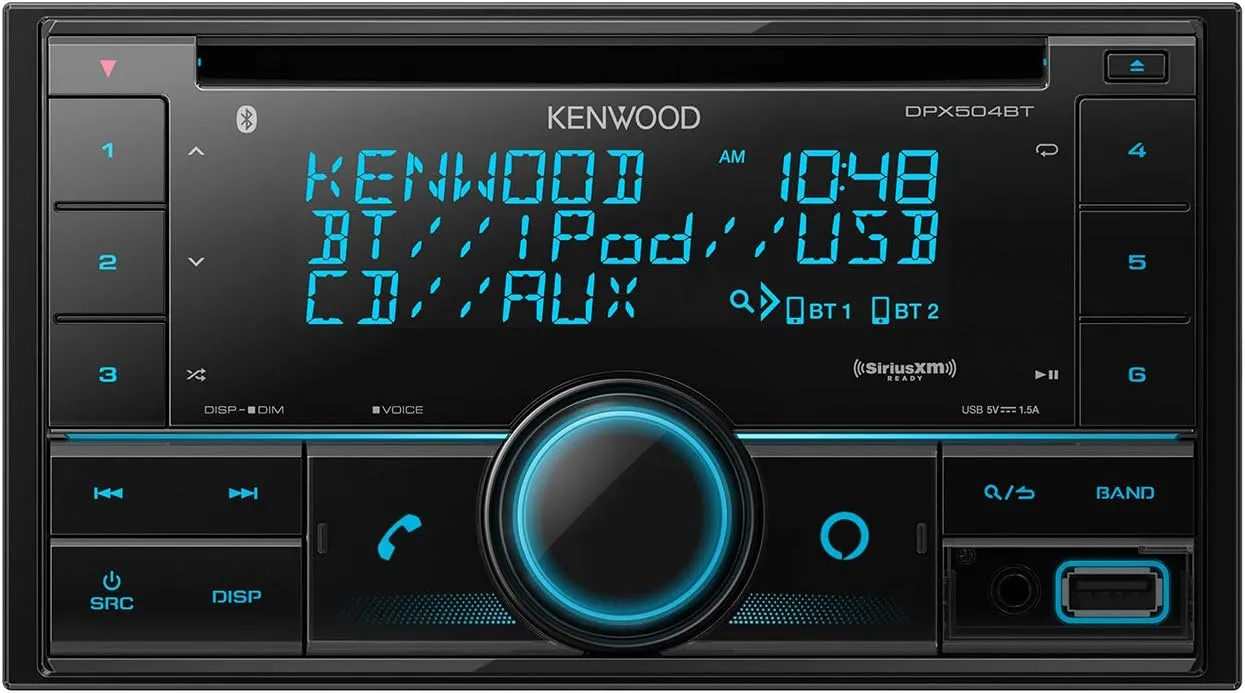 Kenwood DPX504BT Double DIN in-Dash CD Receiver with Bluetooth | Car Stereo CD Receiver with Amazon Alexa Voice Control | High-Contrast 3-line Display with Variable-Color Illumination