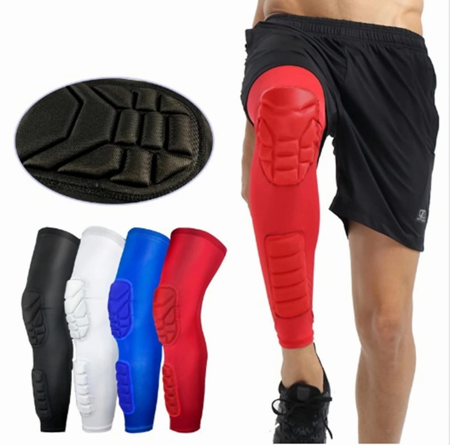 KeuLEn Compression Knee Pads Leg Sleeve Calf Shin Brace Support Protector Gear for Men Women Sprots Volleyball Basketball Football Weightlifting, Pair of Sleeves (Black,X-Large)
