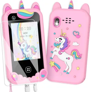 Kids Smart Phone for Girls, Christmas Birthday Gift for Ages 3-8, Toddler Learning Toy Touchscreen Cell Phone with Dual Camera, Music Player, Game, 8GB SD Card (Pink)