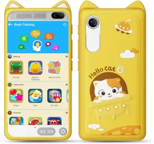 Kids Toys Phone 3.97" Touchscreen Learning Phone Puzzle Games Christmas Birthday Gifts for Kids, Toddler Toys for Girls Age 3 4 5 6 7 8 9 10 Years Old(Yellow)