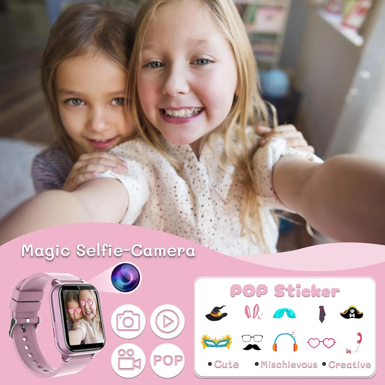 Kids Watch for Girls Ages 3-12 Watches for Girls with 26 Games Pedometer Selfie Camera Calendar Learning Card Audio Book Educational Toy Watch for Girls Birthday Gift Ideas for Kids