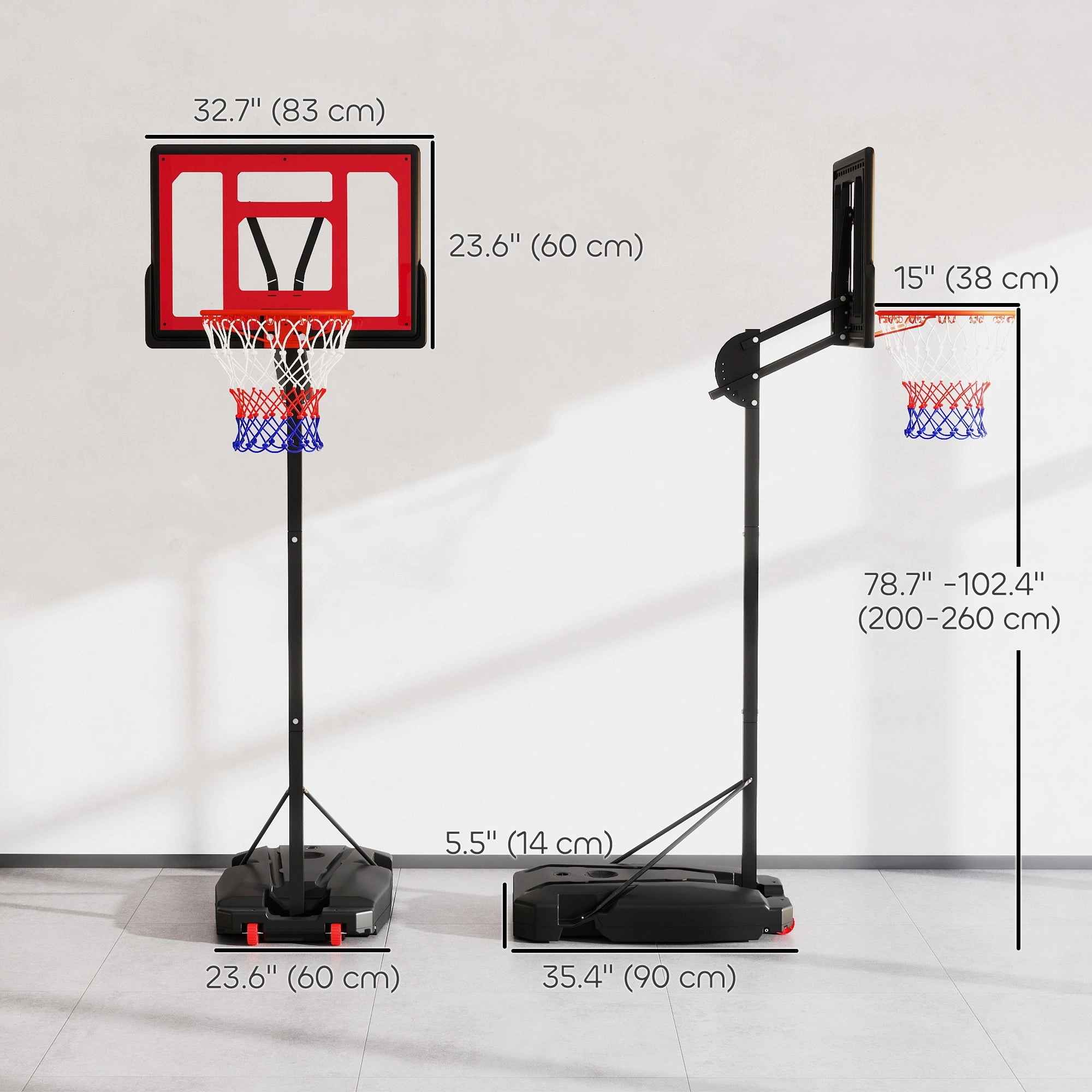 Kids Basketball Hoop, 6.6-8.5ft Adjustable Height Basketball Net with Weight Bag, for Indoor Outdoor, for 6  Years