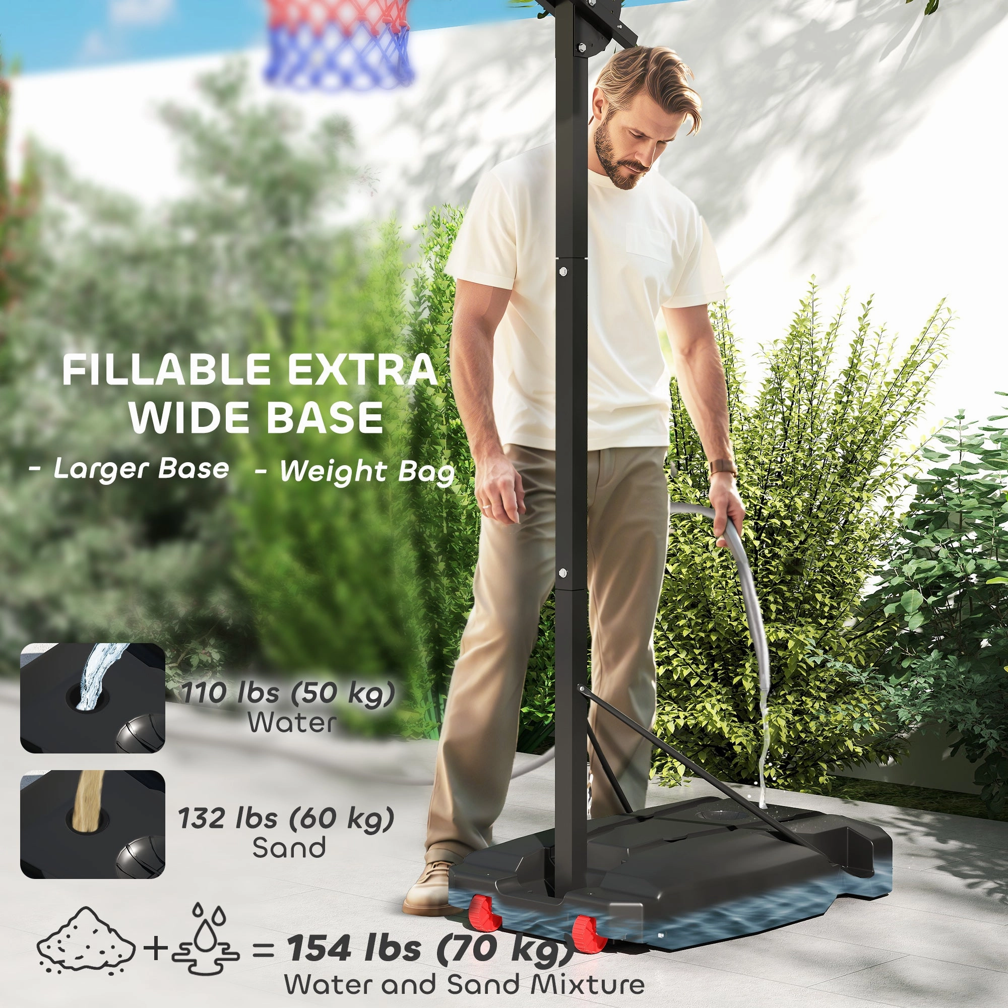 Kids Basketball Hoop, 6.6-8.5ft Adjustable Height Basketball Net with Weight Bag, for Indoor Outdoor, for 6  Years