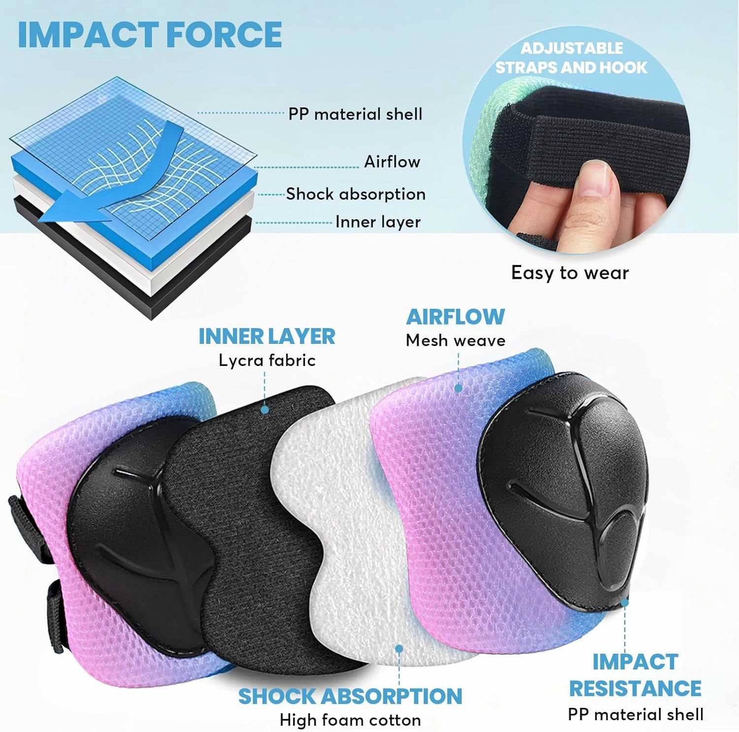 Kids Bike Helmet with Sports Protective Gear Set Knee Elbow Pads Wrist Pads for Bike Skateboard Skating Scooter Rollerblading, Adjustable and Ventilation Helmet Set
