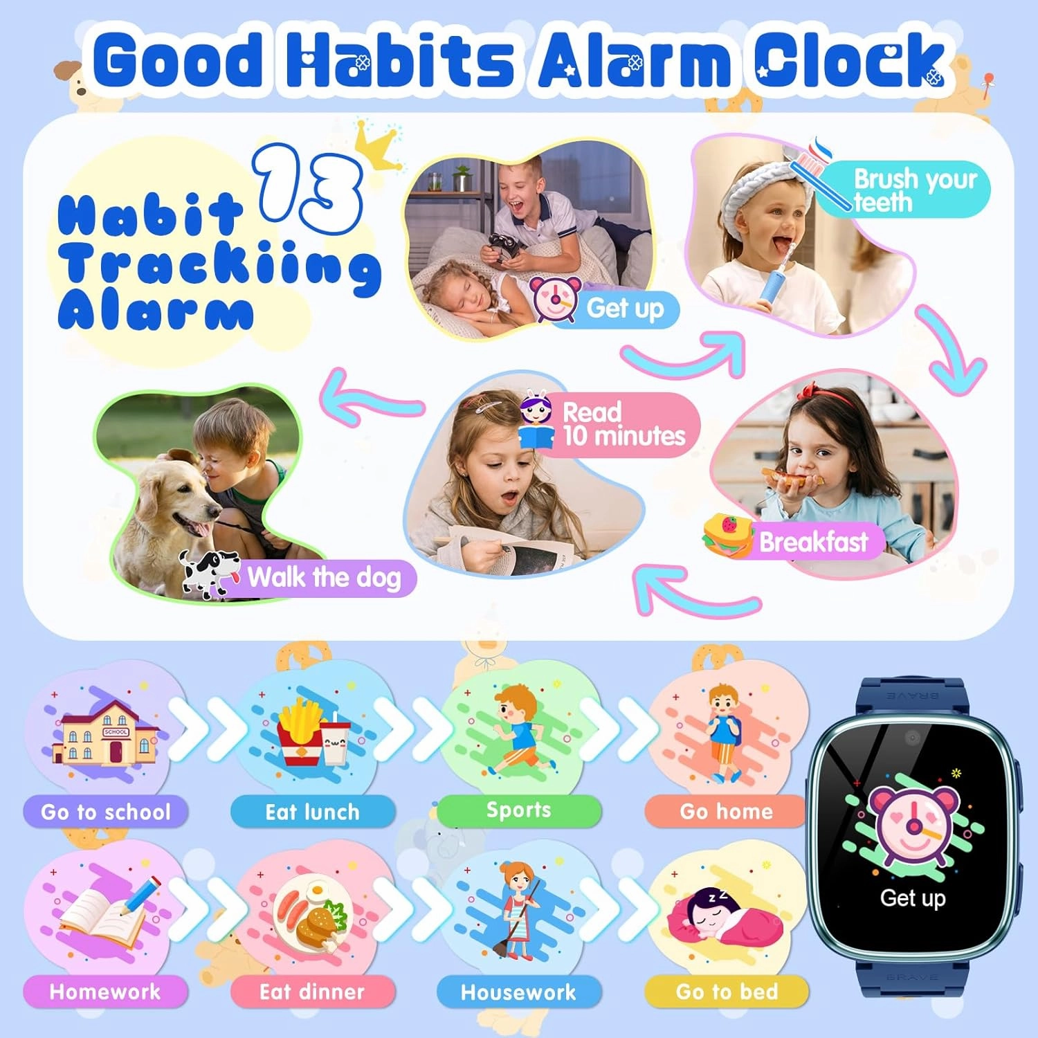 Kids Smart Watch Toys for Boys Girls – Children Watch for Kids 4-12 Years Touch Screen Watch with 15 Games Video Camera Music Player Alarm School Mode Education Birthday Ages 5 6 7 8 9 10 (Dark Blue)