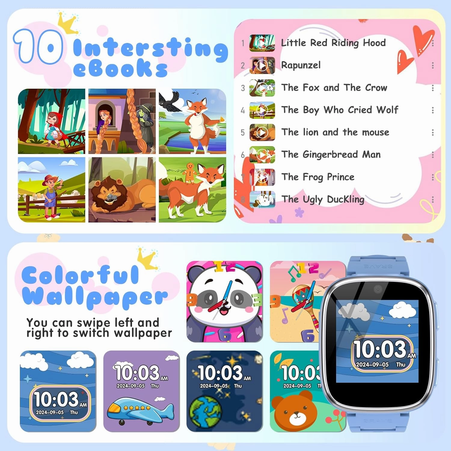 Kids Smart Watch Toys for Boys Girls – Children Watch for Kids 4-12 Years Touch Screen Watch with 15 Games Video Camera Music Player Alarm School Mode Education Birthday Gifts Ages 5 6 7 8 9 10 (Blue)