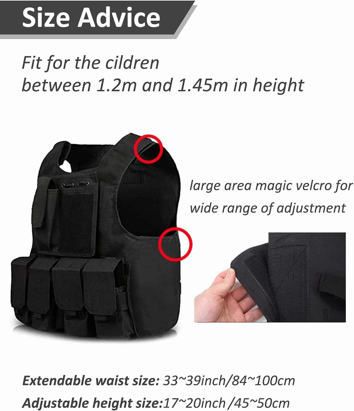 Kids Tactical Vest Youth Army Costume for Boys Girls 8 10 12 14 Outdoor Airsoft Game