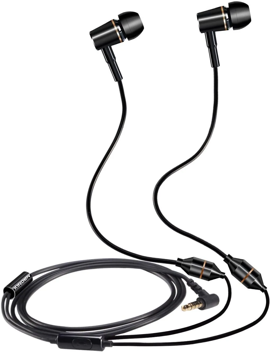 KINDEN Anti-Radiation Headphones Air Tube Headset Radiation Free Earbuds with Microphone Binaural Acoustic Stereo Alumium Metal Housing Wired in-Ear Handsfree (Black)