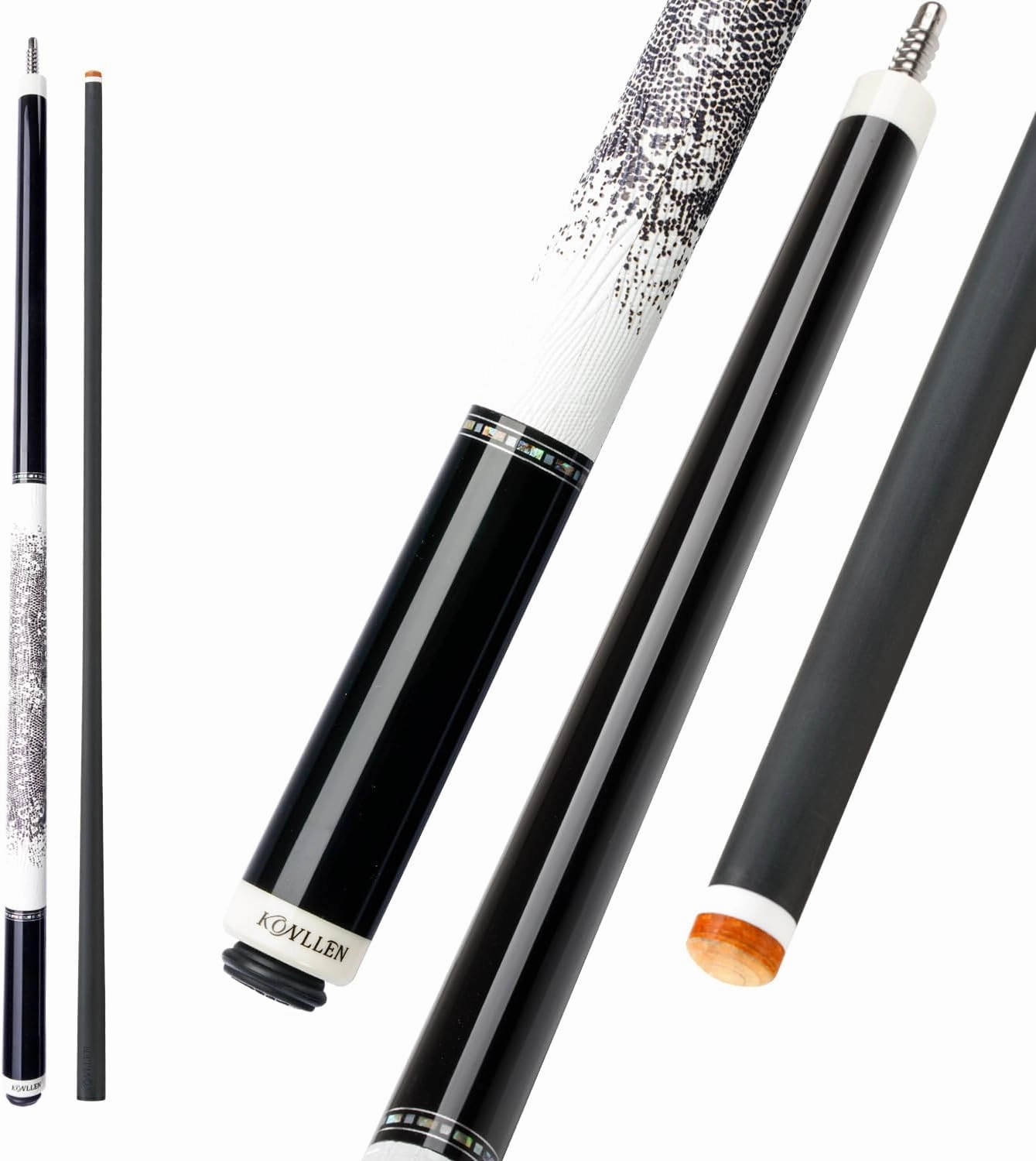 KONLLEN Carbon Fiber Pool Cue Stick Low Deflection Hand-Made Inlay Billiard Cue Ultra-Smooth Professional Feeling Billiard Pool Cue Sticks for Adults