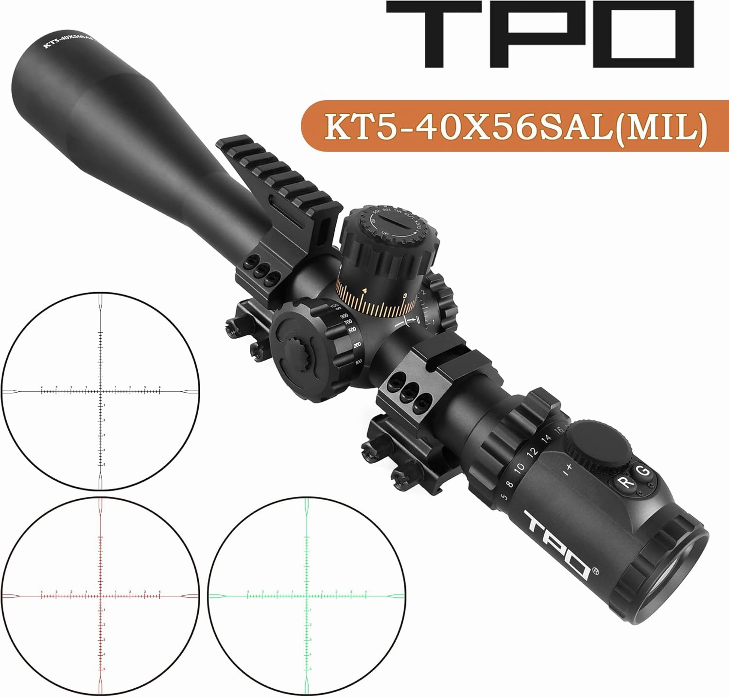 KT5-40X56SAL Long Range Rifle Scope, 35mm Tube Side Parallax Adjustment