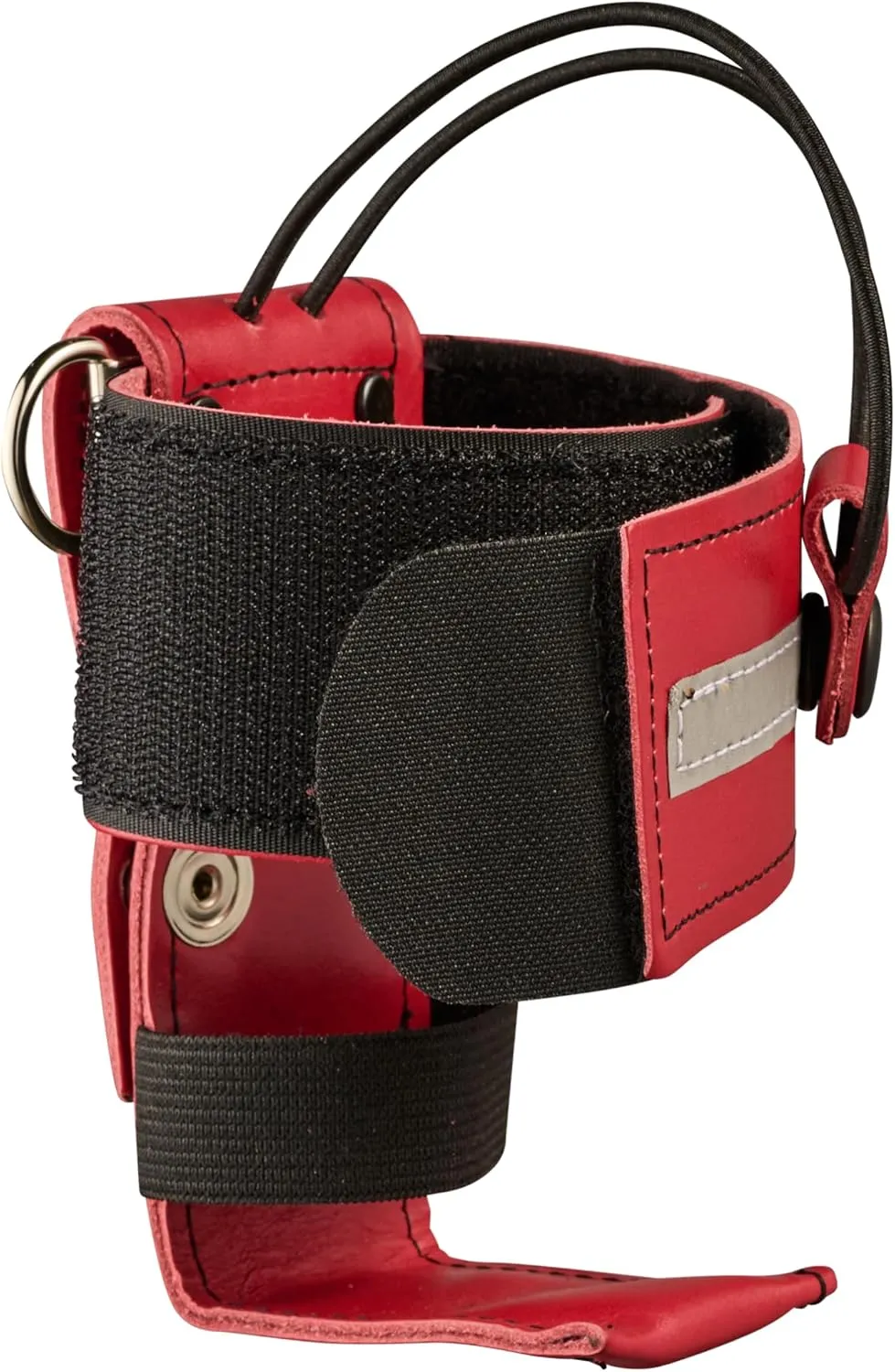 L-Style Universal Reflective Radio Holster Case Red Leather with Black Snap