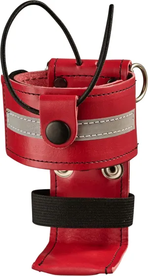 L-Style Universal Reflective Radio Holster Case Red Leather with Black Snap