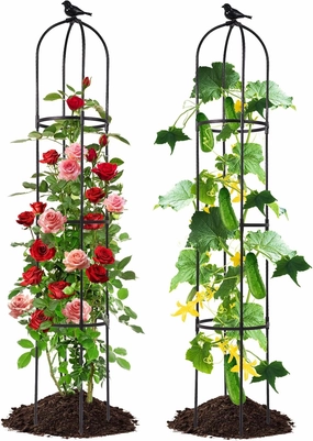 Lalahoni Garden Trellis for Climbing Plants Outdoor, 2 Pack 6ft Tall Plant Support for Potted Plants Climbing Vine Rose Clematis Vegetable Cucumber, Garden Obelisk Trellis