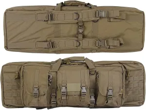 Lancer Tactical 600 Denier Polyester Double Carbine Soft Case Accessory Pouches MOLLE Webbing Secondary Gun Compartment Quick Detach Buckles Inner Storage Backpack Straps