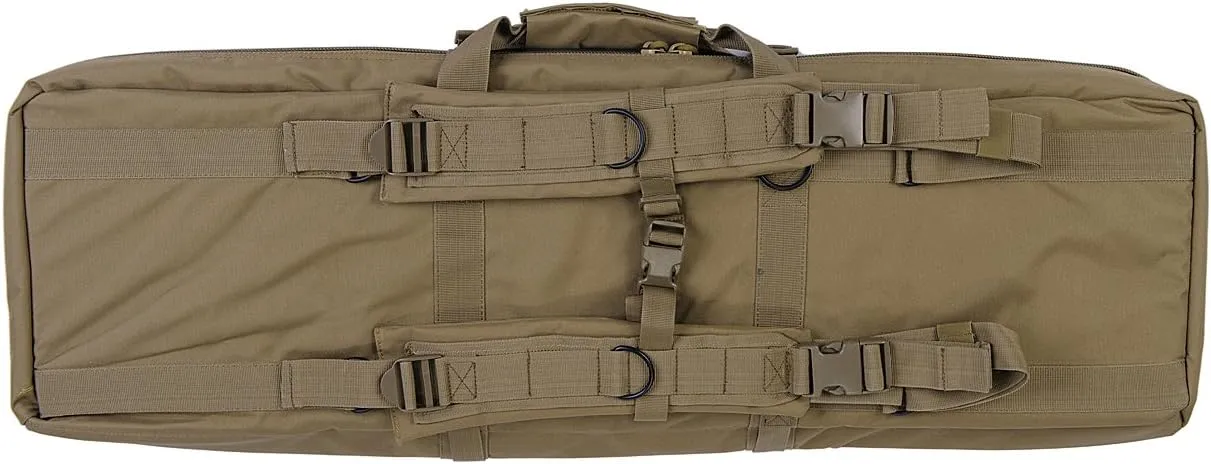 Lancer Tactical 600 Denier Polyester Double Carbine Soft Case Accessory Pouches MOLLE Webbing Secondary Gun Compartment Quick Detach Buckles Inner Storage Backpack Straps