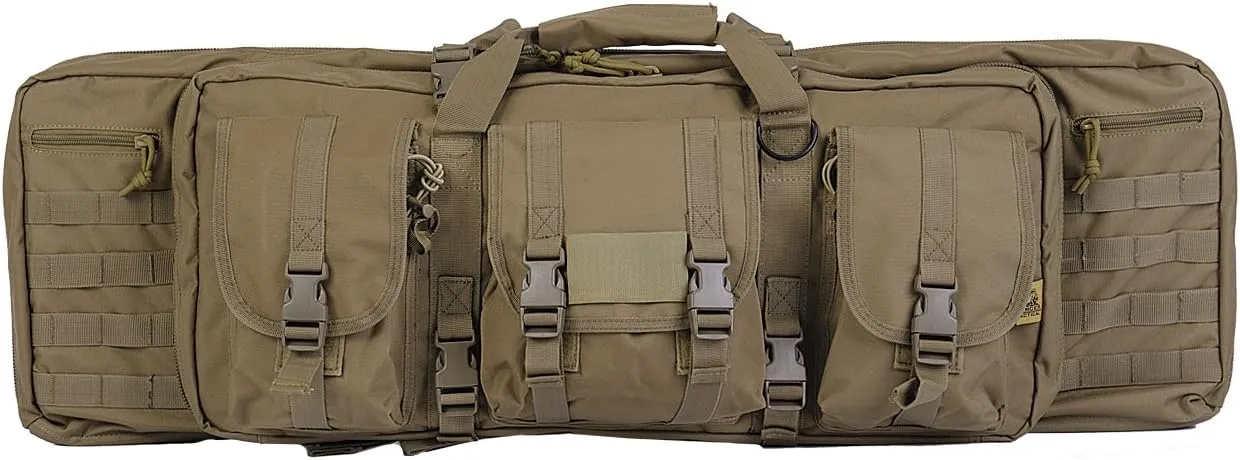 Lancer Tactical 600 Denier Polyester Double Carbine Soft Case Accessory Pouches MOLLE Webbing Secondary Gun Compartment Quick Detach Buckles Inner Storage Backpack Straps