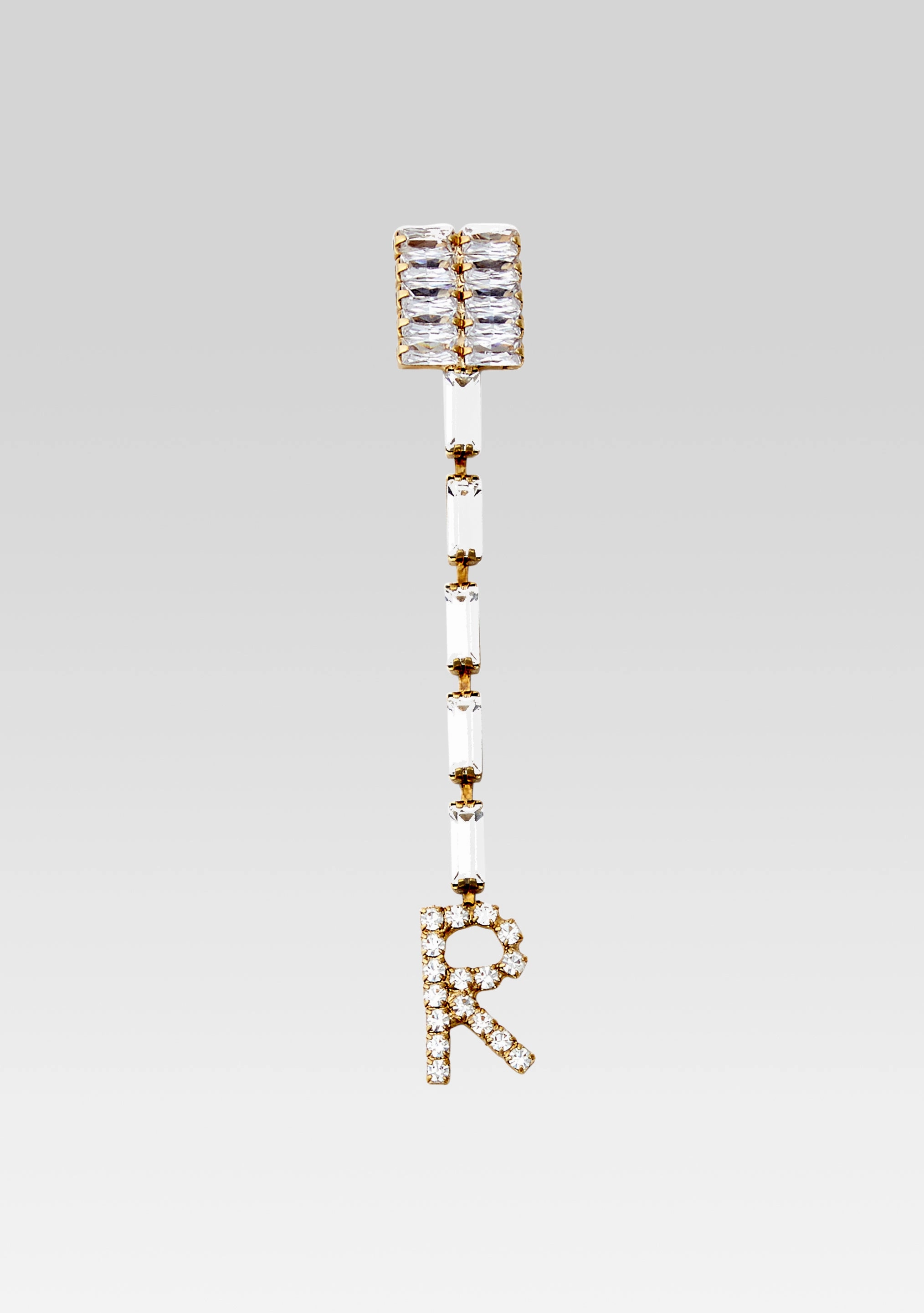 Lara Block Crystal Letter Drop Earring